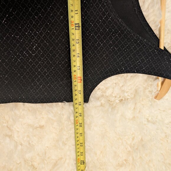 Onyx Nite Vintage Y2K Holiday Black Glitter Sleeveless Top | Stretchy Size Large - Picture 7 of 8